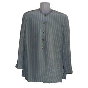 NWT Vintage Pacific Silk & Studio Womens Gray Pinstripe Silk Blazer Jacket Sz L